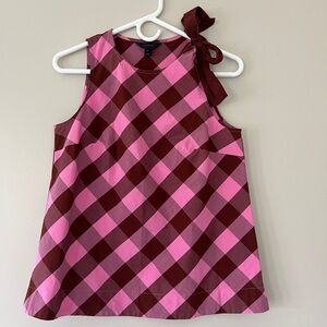 Jcrew Gingham shoulder tie blouse